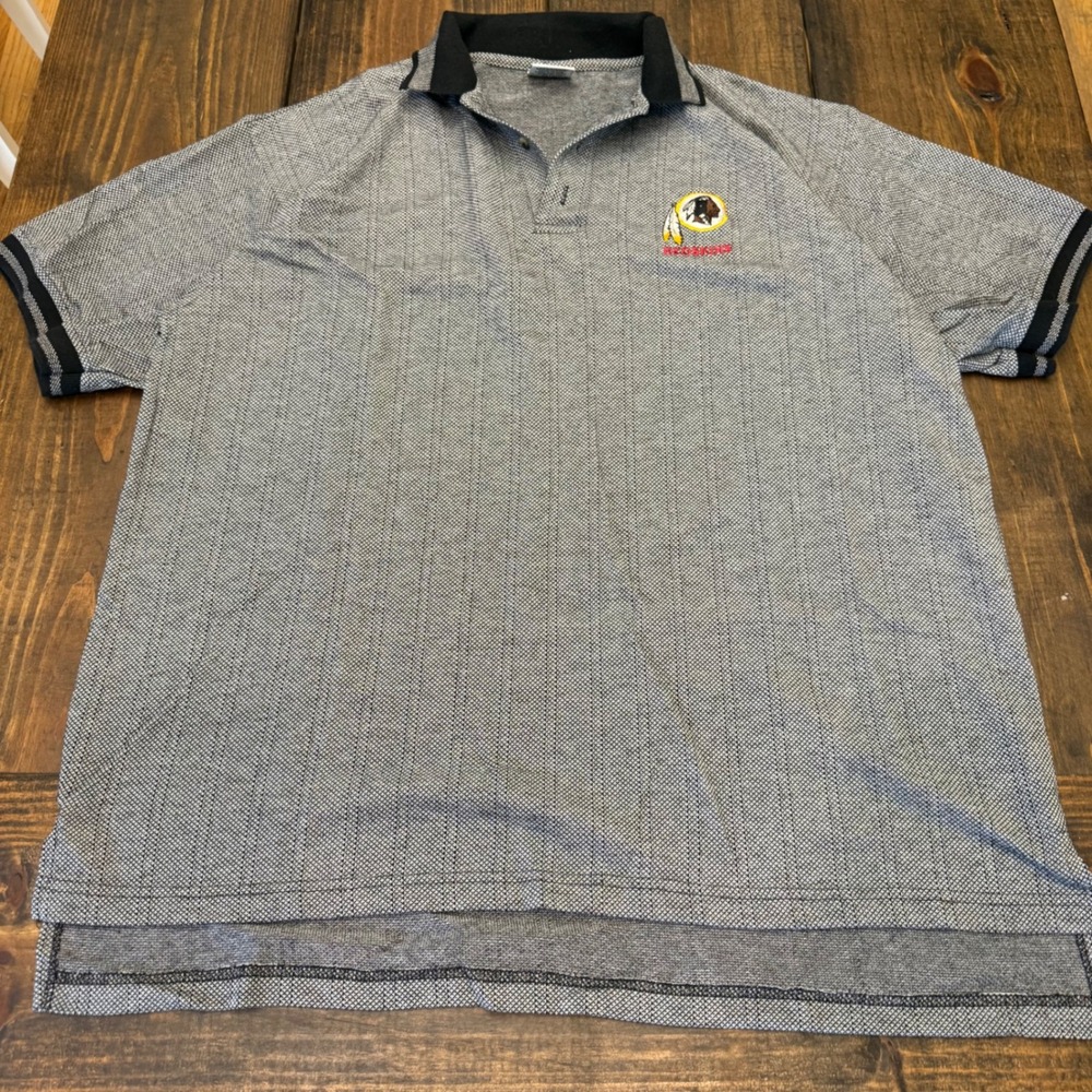 Dynasty Washington Redskins Polo Shirt Mens XL Grey Black Textured Knit Vintage - Picture 1 of 7